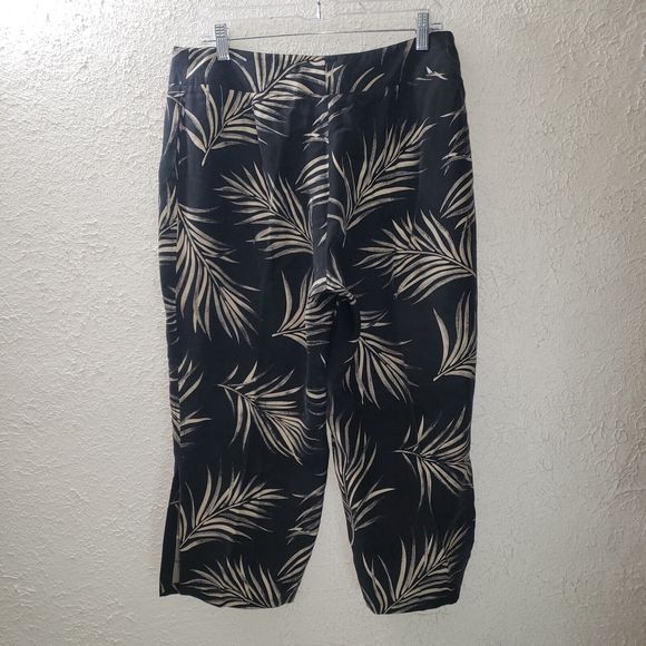 Harve Benard 100% Silk 2-Piece Outfit Set Button Up Shirt Top & Crop Pants Sz 14 - Picture 9 of 12